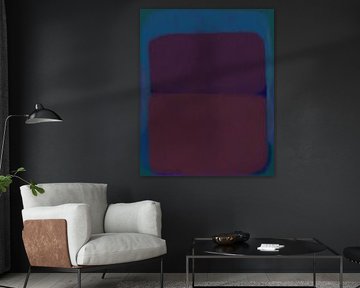 Moderne abstracte kunst in blauw, paars, rood van Dina Dankers