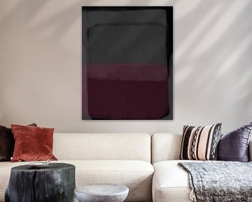 Art abstrait moderne dans des tons chauds de gris, rose, violet et noir sur Dina Dankers