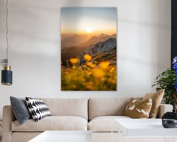 flowery view of the Tannheim & Allgäu Alps at sunset by Leo Schindzielorz