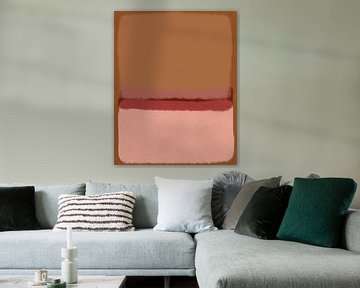 Moderne abstracte kunst in terra, rood, roze van Dina Dankers