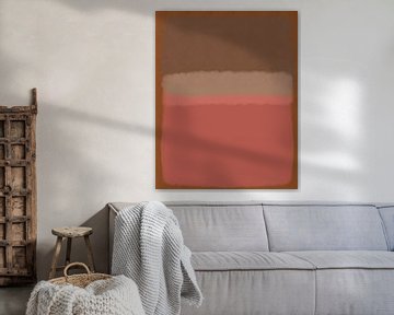 Moderne abstracte kunst in roze zand, bruin en terra van Dina Dankers