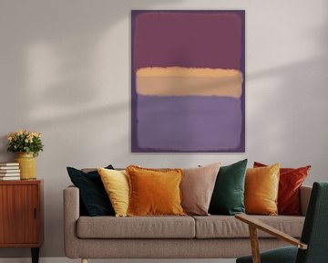 Art abstrait moderne en violet, jaune, lilas et violet clair sur Dina Dankers