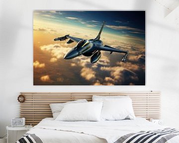 F16 fighter jet with stunning view by Digitale Schilderijen