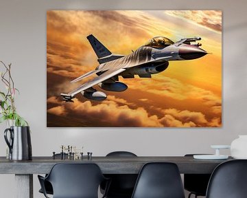 F16 fighter jet golden hour by Digitale Schilderijen