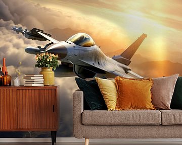 Jet fighter F16 by Digitale Schilderijen