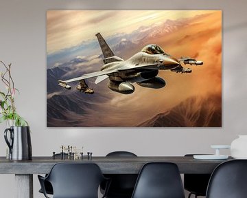 F16 Militärisches Kampfflugzeug von Digitale Schilderijen