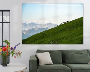 Mountain silhouette with chamois in Tyrol by Leo Schindzielorz