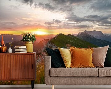 Sunrise over the Zugspitze and the Tyrolean Alps by Leo Schindzielorz