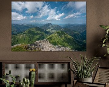 Panoramisch uitzicht op de Tiroler Alpen, inclusief de berg Thaneller van Leo Schindzielorz