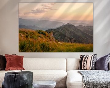 Flowery view from the Hochgrat to the Säntis at sunset by Leo Schindzielorz