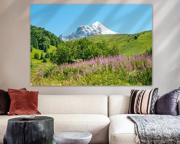 Blick auf die Georgischen Berggipfel und Gletscher von Leo Schindzielorz