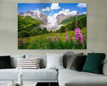 Vue sur les glaciers et les montagnes géorgiennes sur Leo Schindzielorz