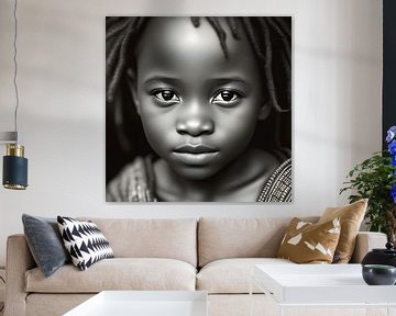 Realistisch Portret Afrikaans Kind Zwart Wit 2 van All Africa