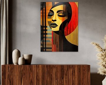 peinture abstraite moderne d'un visage de femme sur PixelPrestige