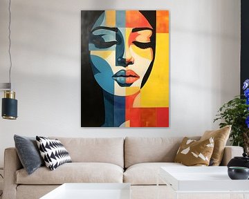 modern abstract schilderij van vrouwen gezicht van PixelPrestige