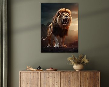ferocious roaring lion by PixelPrestige