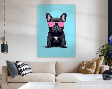 Schwarze französische Bulldogge mit Brille von haroulita