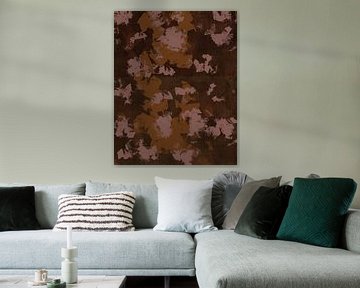 Modern abstract art in terra and dark pink on rusty brown by Dina Dankers