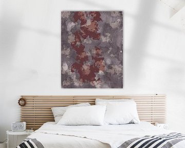 Moderne abstracte kunst in warm bruin op taupe grijs van Dina Dankers