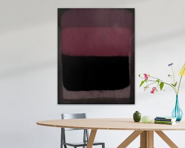 Modern abstract art in warm pink, purple, black and off white by Dina Dankers