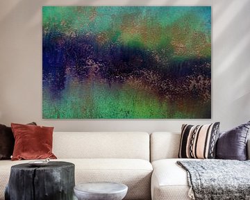 Paars Groen Blauw Messing Abstract 1123-2 van Iris Holzer Richardson