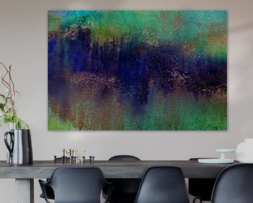 Purple Green Blue Brass Abstract 1123-3 by Iris Holzer Richardson