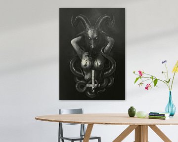 topless woman with goat demon head by Muhammad Yunus