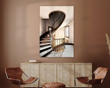 Lost Place - Spiral staircase in abandoned manor house by Times of Impermanence