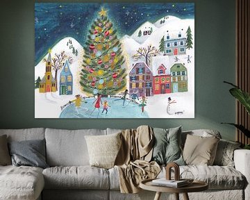 Village de Noël dans la neige sur Caroline Bonne Müller