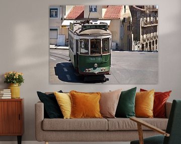 Green tourist tram in Lisbon by insideportugal