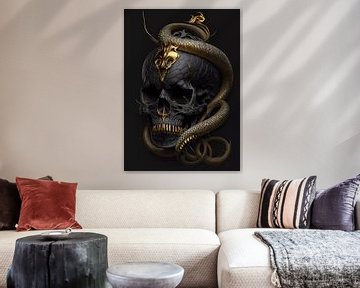 Black skull with snake by haroulita