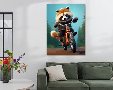 Raccoon on bicycle by PixelPrestige