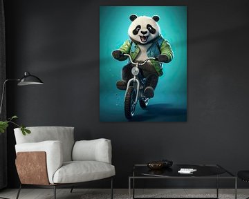 Panda sur un vélo sur PixelPrestige