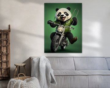 Pandabär auf einem Motorroller von PixelPrestige