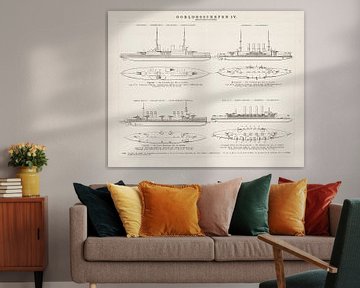 Vintage engraving warships IV by Studio Wunderkammer