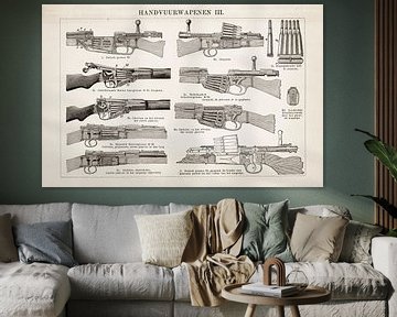 Vintage gravure Handvuurwapens III van Studio Wunderkammer
