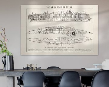 Vintage-Gravur Hr.Ms. Königin Regentes von Studio Wunderkammer