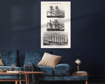 Vintage engraving Ships IV by Studio Wunderkammer