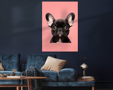 Mignon chiot Frenchie noir sur haroulita