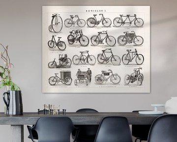 Gravure vintage Bicyclettes I sur Studio Wunderkammer
