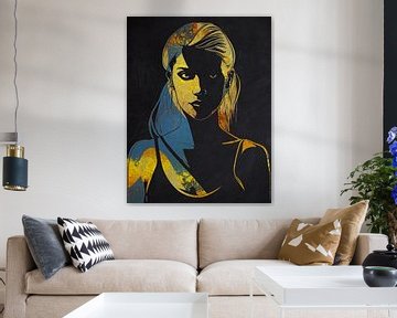 Portret van een vrouw in het goud 2 van Pieternel Decoratieve Kunst