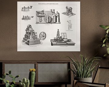 Vintage gravure Telegraaftoestellen van Studio Wunderkammer