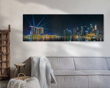 Marina Bay Singapur bei Nacht von FineArt Panorama Fotografie Hans Altenkirch