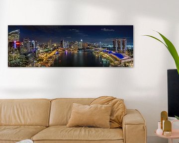 Die nächtliche Marina Bay von Singapur von FineArt Panorama Fotografie Hans Altenkirch