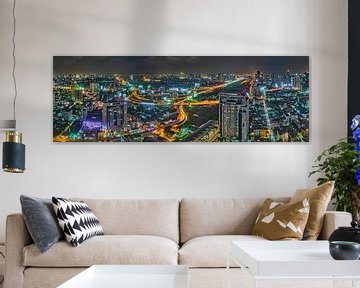 Panoramic picture of Bangkok by night by FineArt Panorama Fotografie Hans Altenkirch