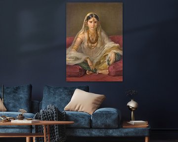 Portret van een Mughal dame, zittend in een interieur, Francesco Renaldi