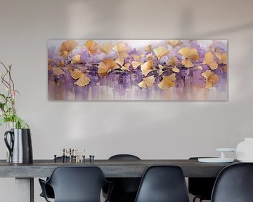 Kunstwerk Ginkgo Biloba met Mauve Achtergrond van De Mooiste Kunst