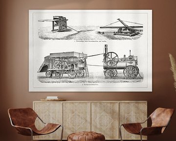 Vintage engraving Threshing machines by Studio Wunderkammer