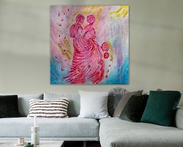 abstract, schilderij  -Whispers of Love in Rosy Hues van Anaistro Dipinti