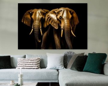 Olifant Schilderij | Zwart Goud | Schilderij Olifanten van AiArtLand